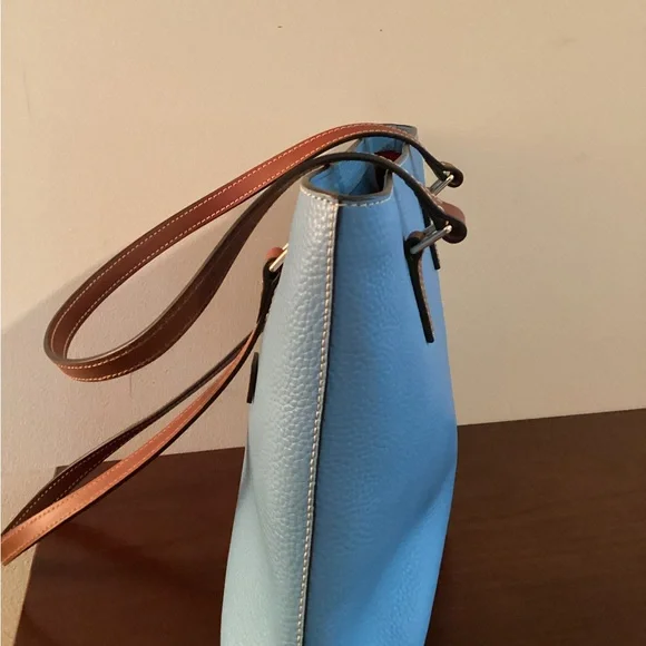 Dooney & Bourke Blue Pebbled Leather Satchel Handbag w Dust Bag - Picture 6 of 9